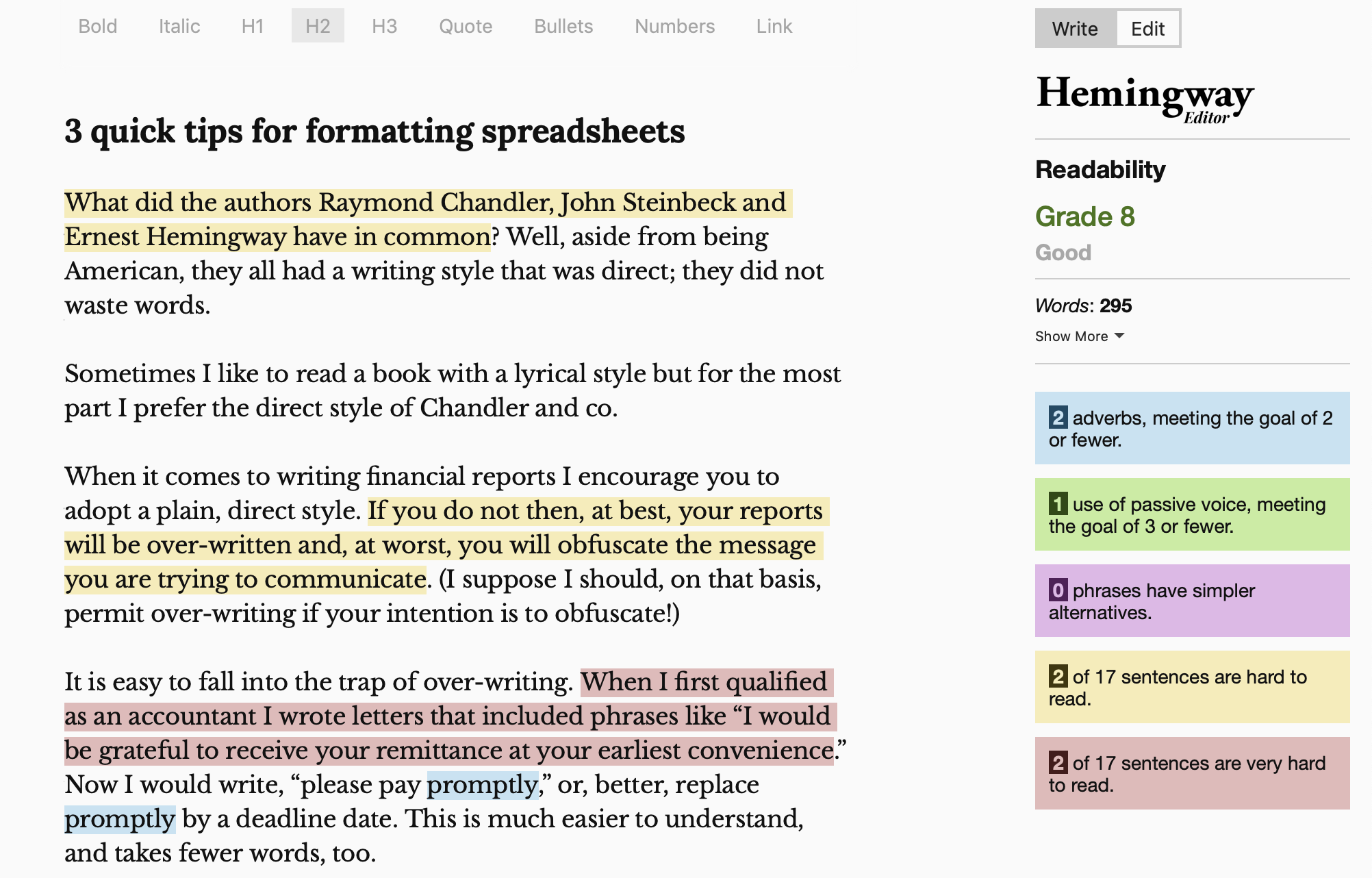 Hemingwayapp screenshot
