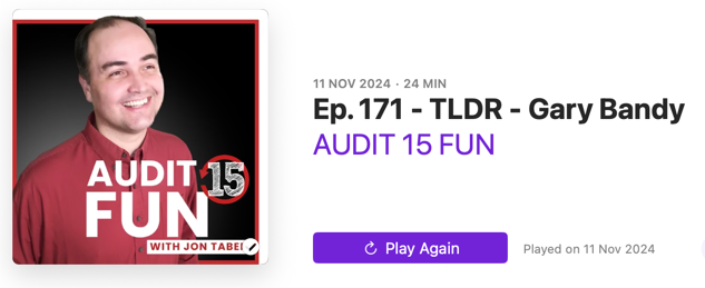 I'm on the Audit 15 Fun podcast this week